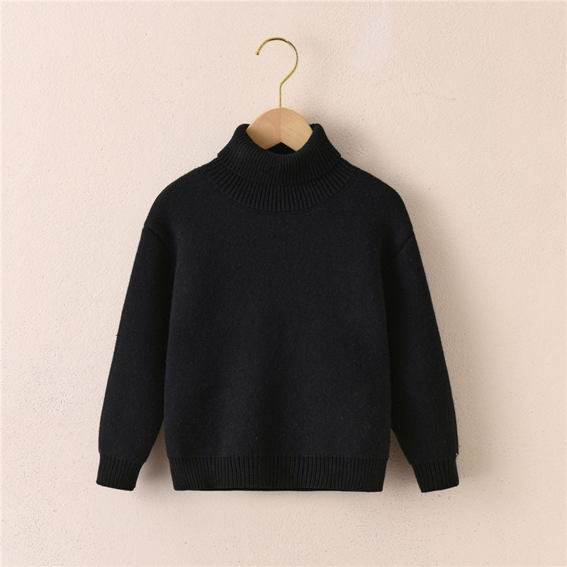 2022 Winter Girls Boys Casual Thick Warm Fleece Turtle-neck Sweaters Cardigan