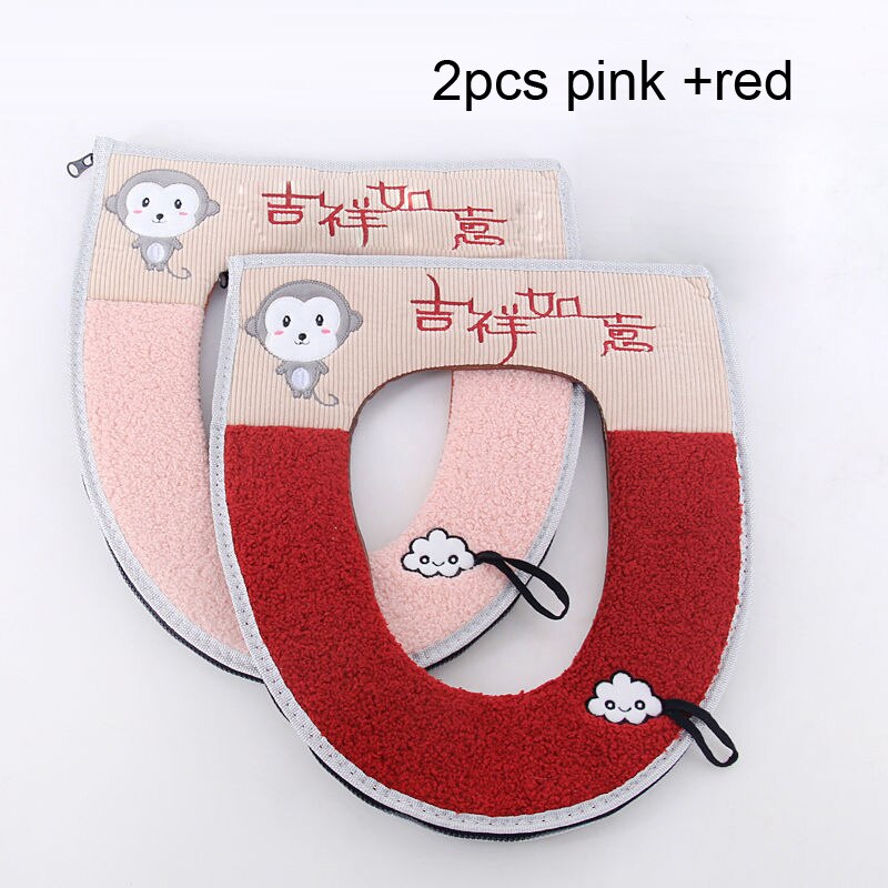 Toilet Seat Mat Set Bathroom Universal  2pcs/set Cushion+lid Cover Warm Soft Washable Closestool Seat Case Winter Pad Bidet Mats