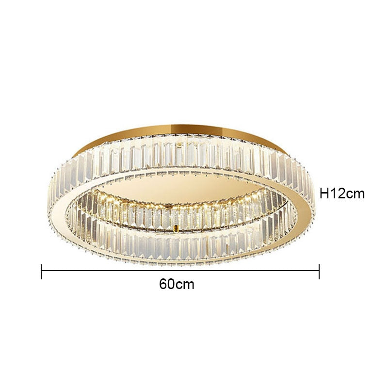 Modern Simple Crystal Circle Lamp Ceiling Chandelier Living Room Bedroom Study Decorative Led Indoor Lighting
