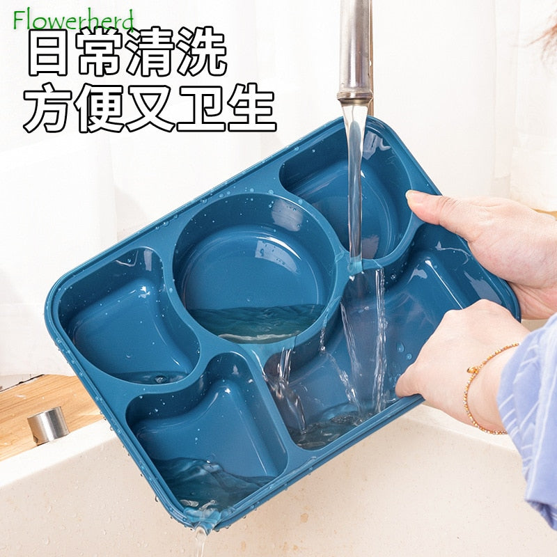 New Bento Lunch Box for Kids Adults 1600ml 5/4 Compartment Bento Box with Bowl Leak-proof Sealed Microwave Safe for Office
