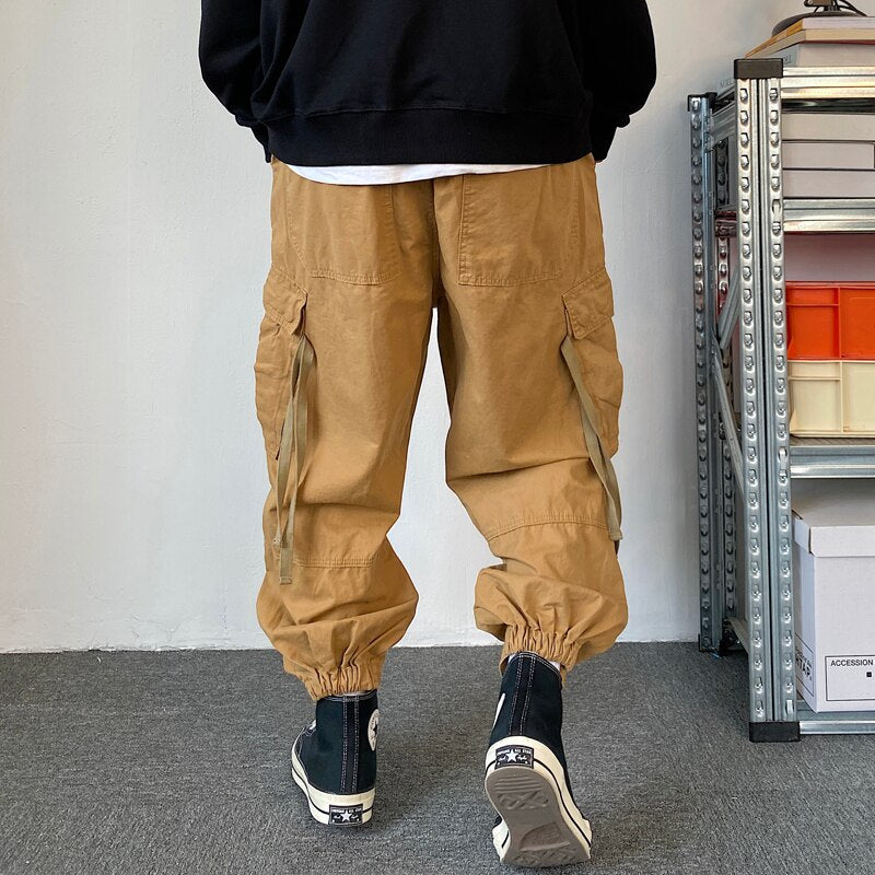 American Hip Hop Loose Cargo Pants Men Clothing Harajuku High Quality Streamers Casual Harem Pants Korean Streetwear Trousers