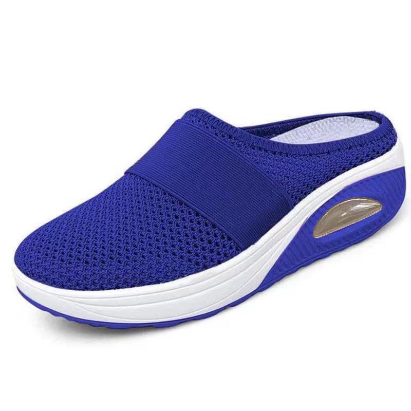 Womens Breathable Walking Slippers Lightweight Air Cushion Slip on Summer Sandals Women Flats Mesh Shoes Female Slides