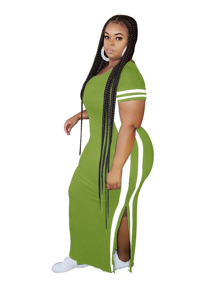 Plus Size Women Clothing Dresses with Split Summer Tshirt Dress Oversized Streetwear Knit Midi Dress Wholesale Bulk Dropshipping