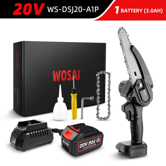 WOSAI 20V MT-Series 6 Inch Brushless chain saw Cordless Mini Handheld Pruning Saw Portable Woodworking Electric Saw Cutting Tool