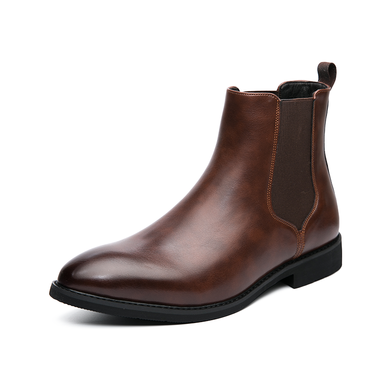 Chelsea Boots Men Handmade Business Black Red Slip on Flock Pu Cowboy Boots Sapato Masculino Free Shipping Men Boots