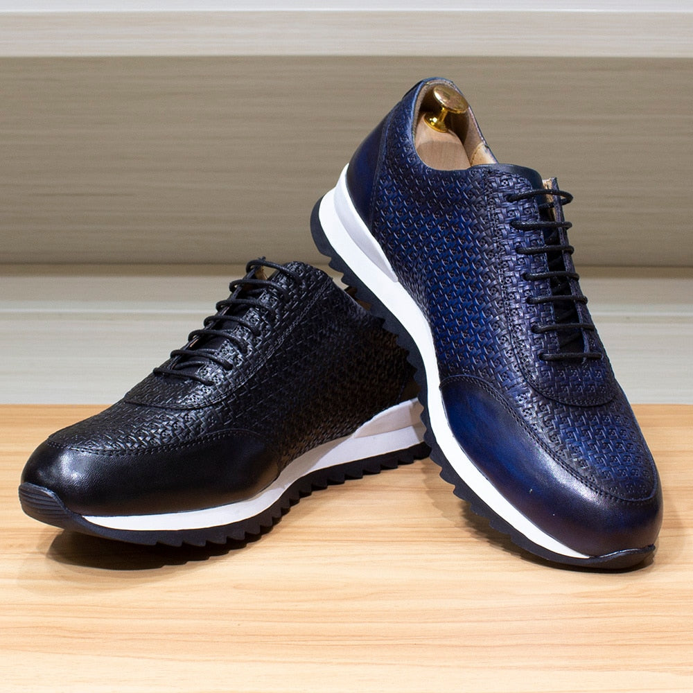 Men&#39;s Sneakers Genuine Leather Lace-Up Oxford Comfortable Classic Breathable Outdoor Trainers Flat Shopping Casual Shoes for Men