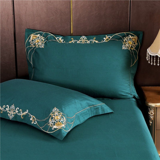 Bedding Set - Double Queen King 4Pcs Embroidery Chic Boho Comforter Cover set Premium Cotton Soft Bedding Set Duvet cover Bed Sheet Pillowcase