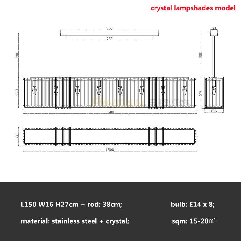 American Luxury Steel Led E14 Pendant Lights Dining Room Gold Lustre Straight Hanging Lamp Deco Indoor Lighting Fixtures Lamp