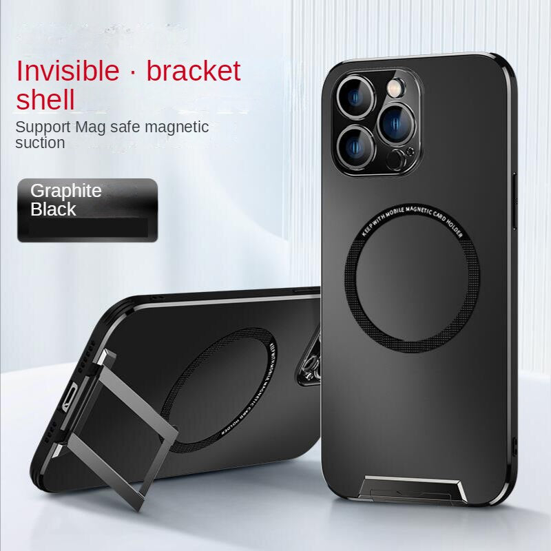 For iPhone 14 Pro Max Phone Case Metal Invisible Bracket Stand Back Cover For iPhone 13 Pro Max 14 Plus Magsafe Magnetic Case