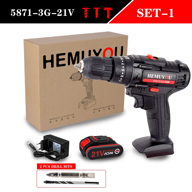 Cordless electric screwdriver mini electric drill cordless lithium ion battery 21v25V variable speed torque power tool