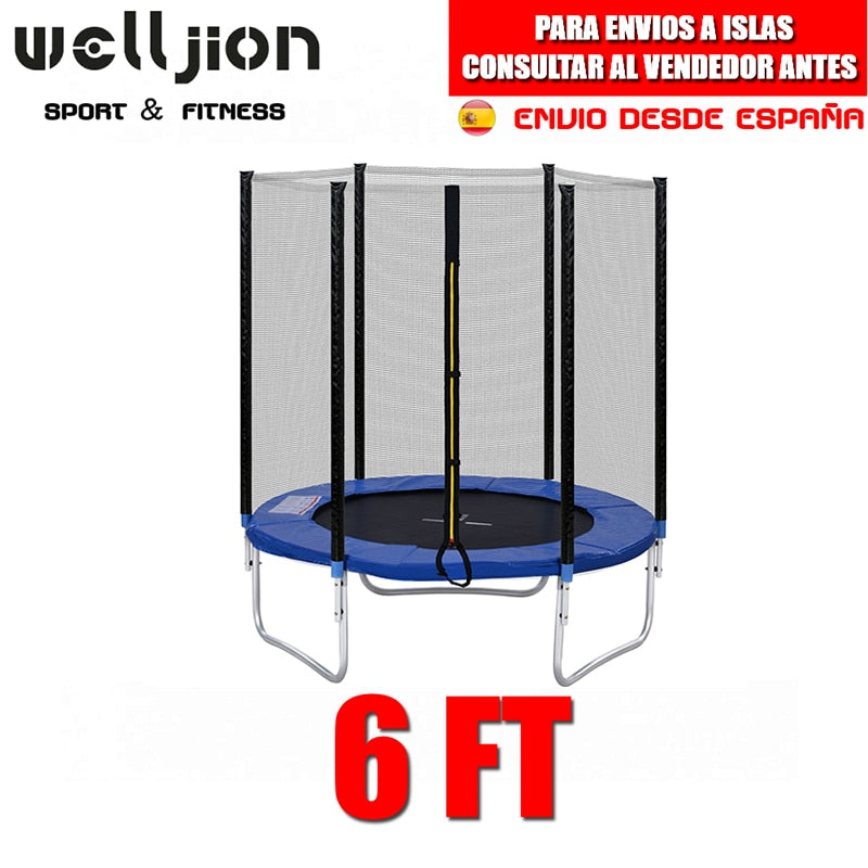 CHILDREN&#39;S TRAMPOLINE FOR KIDS, WITH PROTECTIVE NET, DOOR WITH ZIPPER, 140 CM, FREE SHIPPING