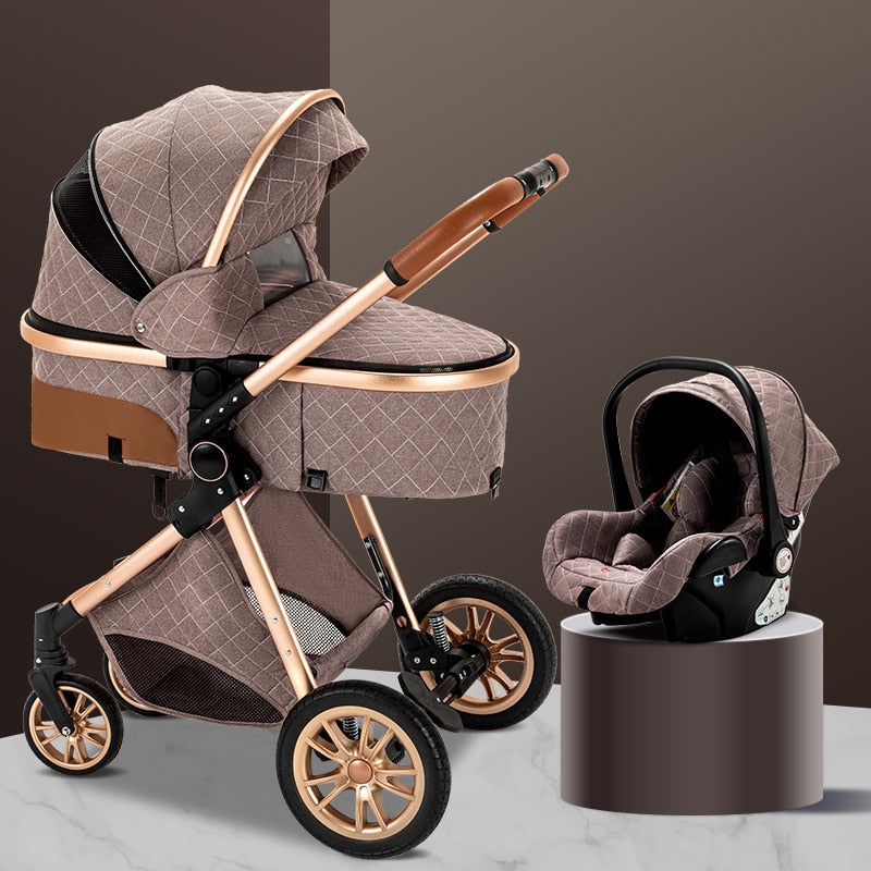 Multi-functional 3 in 1 Baby Stroller High landscape Can Sit Reclining Light Folding Two-way Eggshell design Baby Stroller