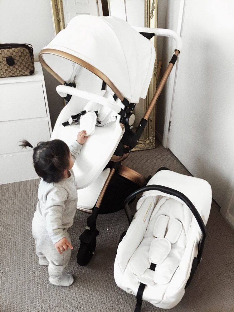 EU Stock Babyfond Luxury Baby Stroller 3 in 1 Travel System With Bassinet And Car Seat 360° Rotation Newborn Egg Pram