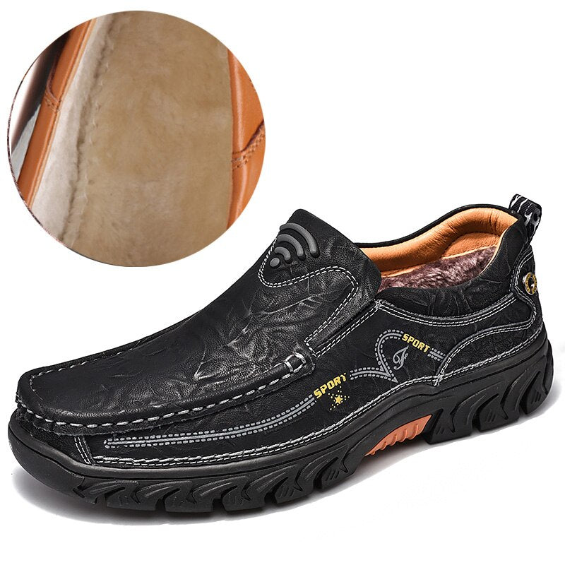 Outdoor High Quality Men&#39;s Shoes 100% Genuine Leather Casual Shoes Waterproof Work Shoes Cow Leather Loafers Slip on Footwear 48