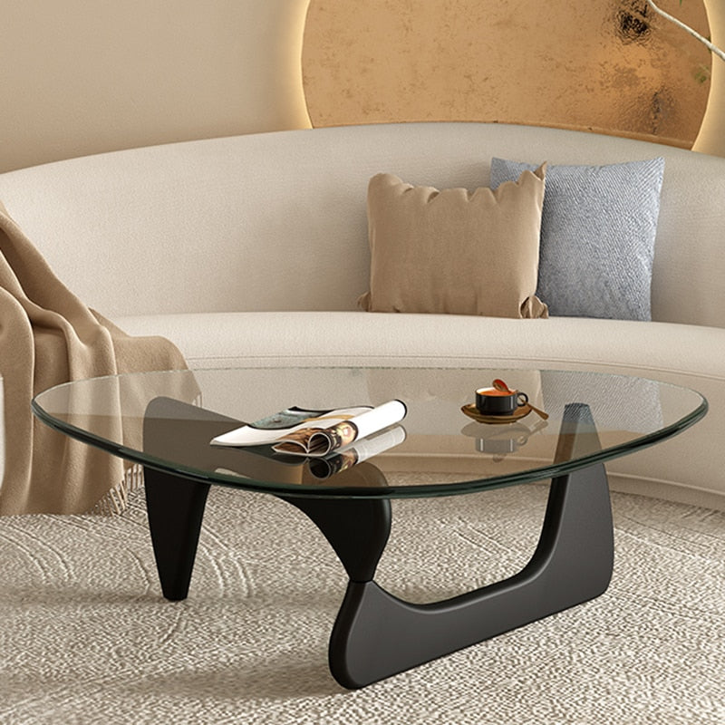 Luxury Modern Coffee Table Black Glass Sofa Coffee Table Transparent Minimalist Sofa Design Mesa De Centro De Sala Furniture