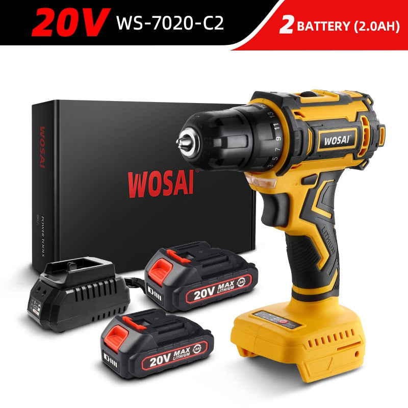 WOSAI 20V Brushless Electric Drill 50NM Cordless Screwdriver Lithium-Ion Battery Mini Electric Power Screwdriver MT-Series Tools