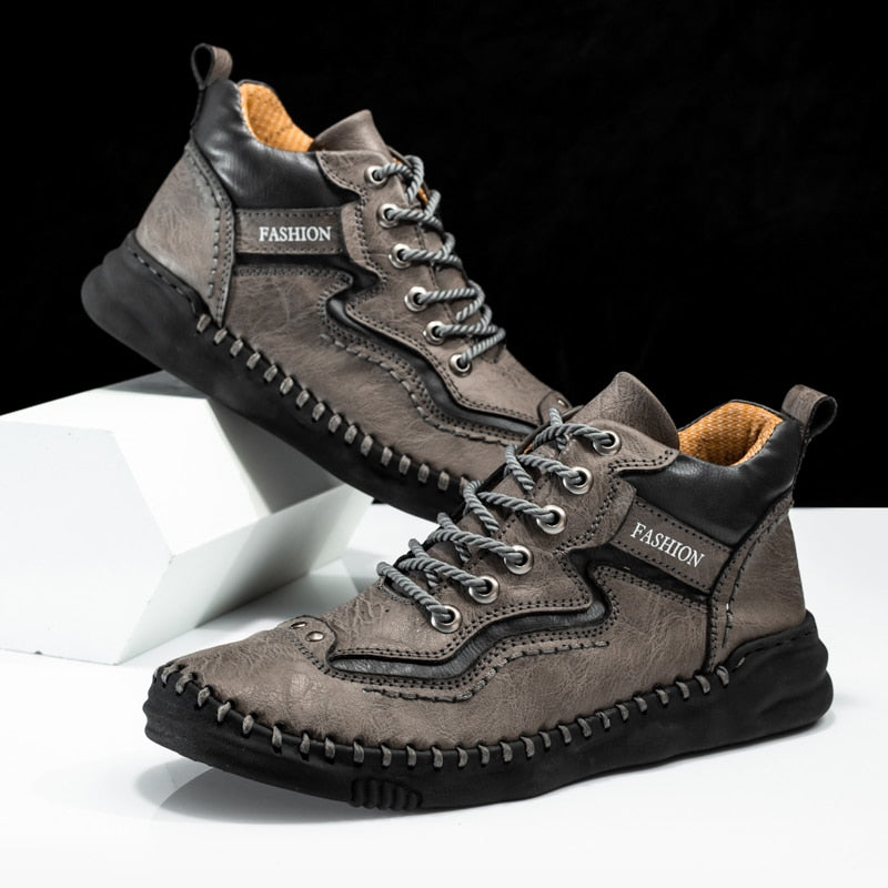 Men Boots Classic Fashion Motorcycle Leather Casual Comfortable Winter Driving Shoes Flats Ankle Leisure Trend Hiking Outdoor