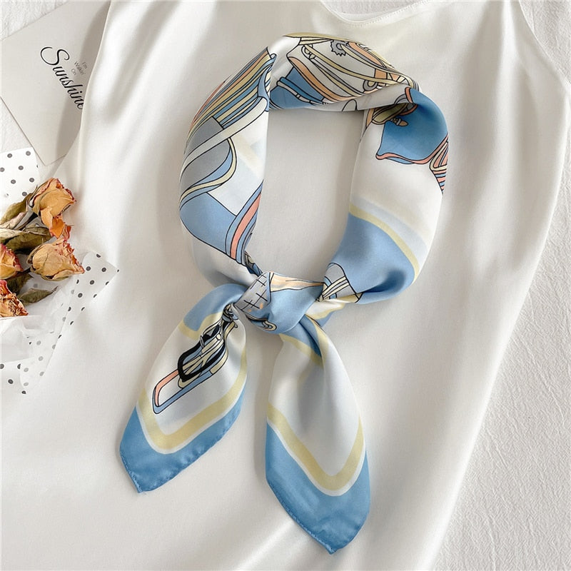 Design Silk Feeling Square Scarf Women Luxury 70cm Shawl Wraps Female Hair Hand  Wrist Foulard Headkerchief Hijab Bandana New