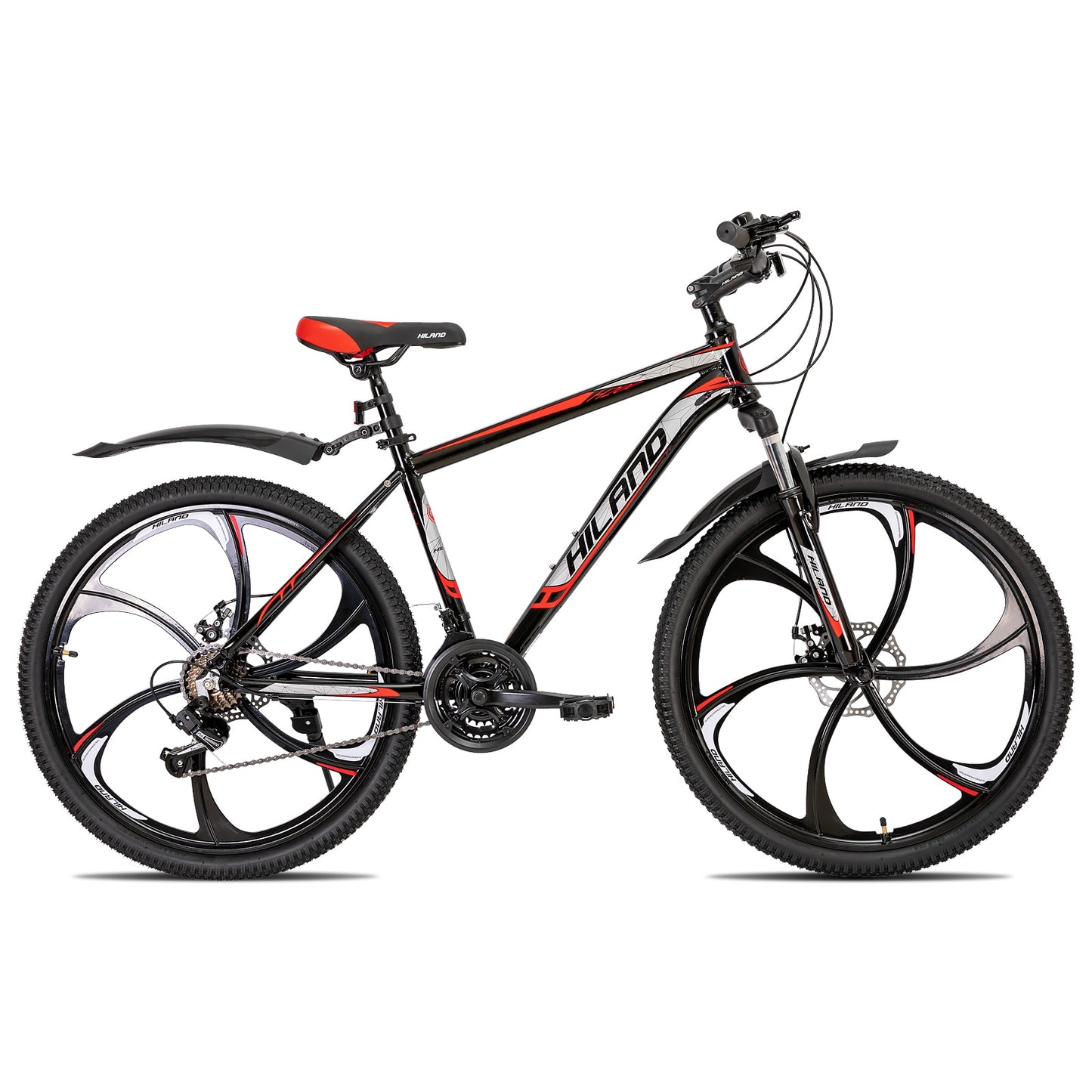 Hiland Mountain Bike 21 Speeds Drivetrain,Aluminum Frame 26 Inch Wheels Disc-Brake Spokes Men Women Men&#39;s MTB Bicycle