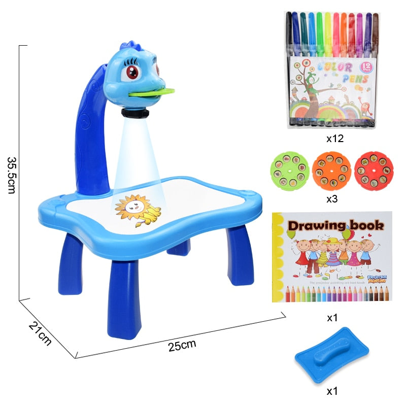 Children Led Projector Art Drawing Table Toys Kids Painting Board Desk Arts Crafts Educational Learning Paint Tools Toy for Girl