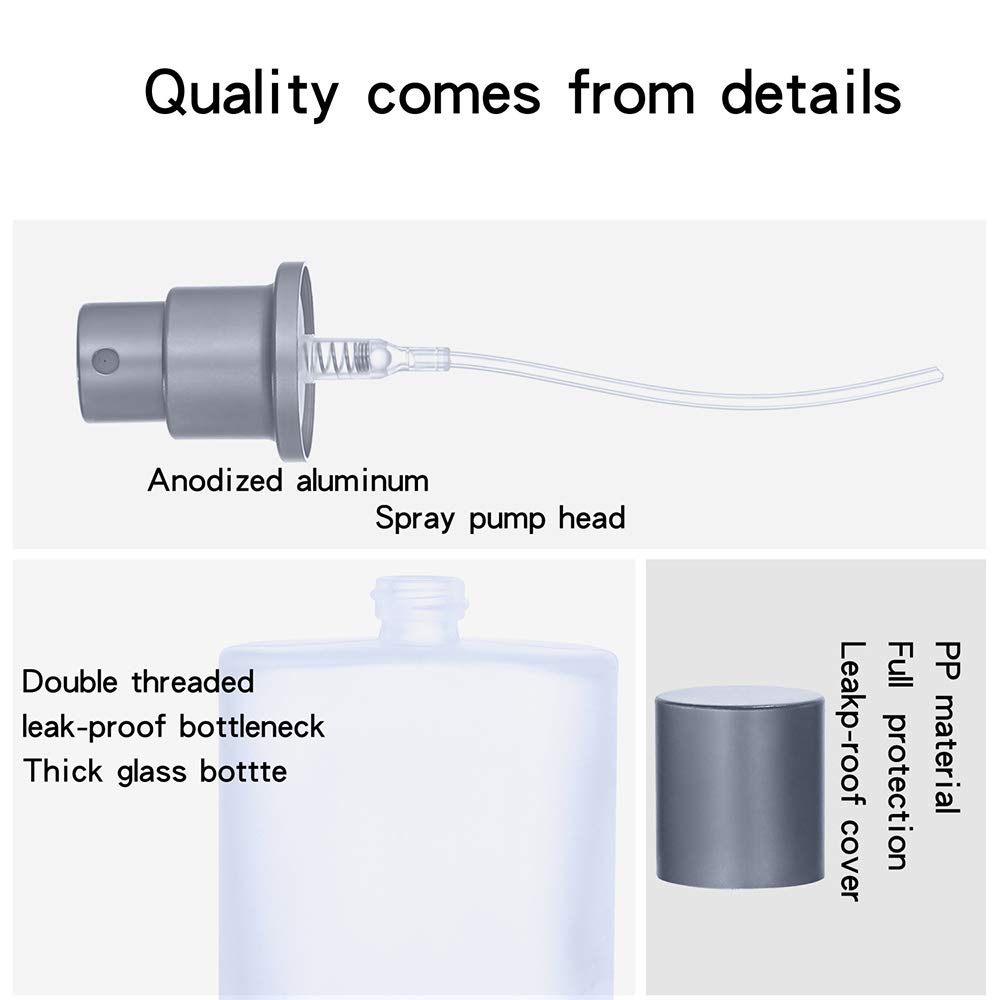 5PCS 50ML Empty Frosted Glass Refillable Fine Mist Spray Bottles Perfume Atomizer Bottles with 3 Free Kinds of Perfume Dispenser