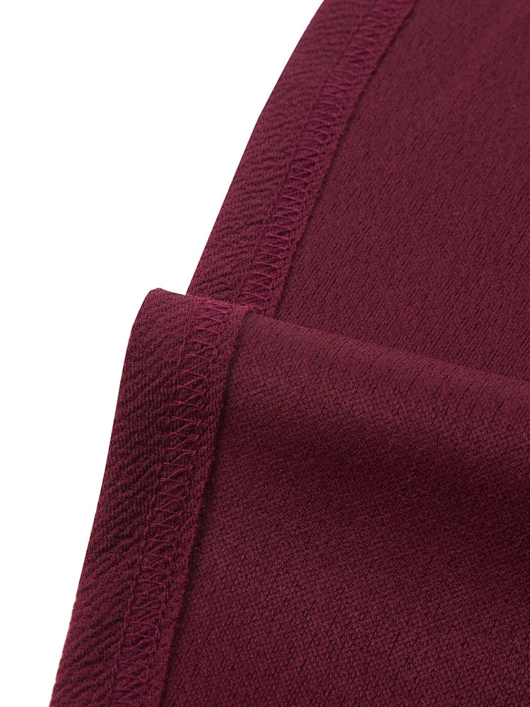 Nice-forever Autumn Solid Color with Hollow Out Lace Patchwork Retro Dresses Business Party Flare Swing Women Dress A234