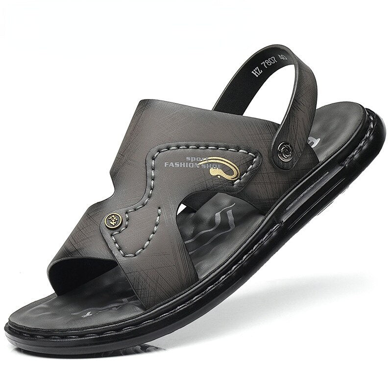Men&#39;s Sandals Men&#39;s Summer New Men&#39;s Casual Beach Shoes Leather Breathable Slippers Thick-soled Shoes Tide Man Shoes