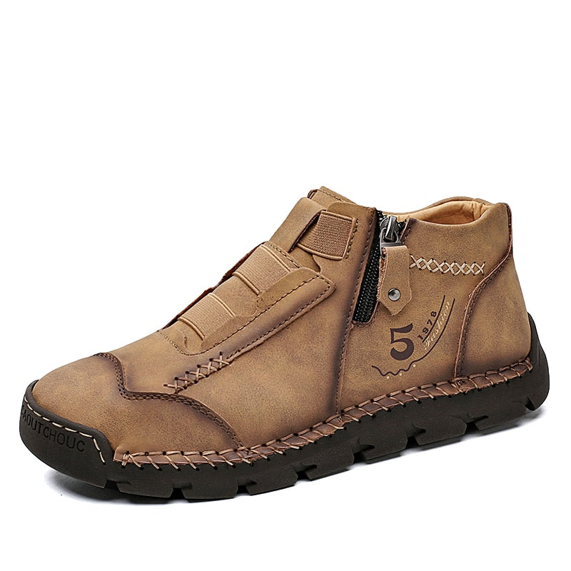 New Mens Genuine Leather Shoes Luxury Slip on Shoes Handmade Ankle Boots Comfortable Winter Fashion Moccasin Large Size 39-48