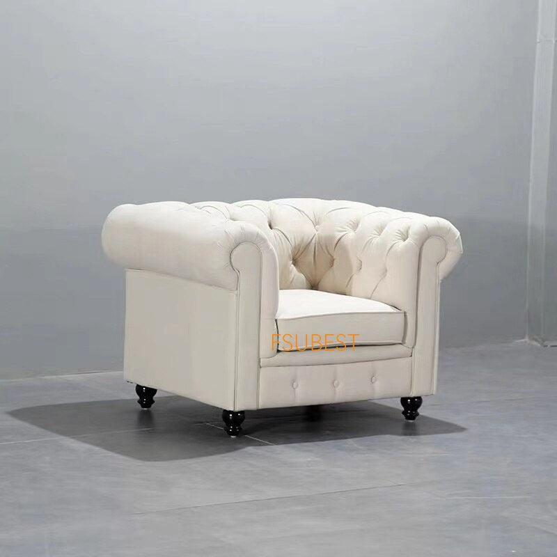 Classic Chesterfield Tufted Sofa Hotel Furniture 3 Seater Cream White Velvet Office Couch Sofa Sets Living Room