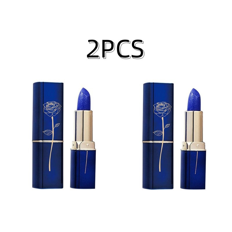 Lip Balm Blue Rose Lipstick Waterproof Temperature Color Changing Moisturizing Base Makeup Long Lasting Natural Beauty