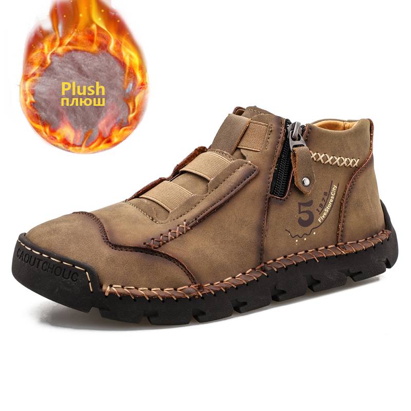 New Mens Genuine Leather Shoes Luxury Slip on Shoes Handmade Ankle Boots Comfortable Winter Fashion Moccasin Large Size 39-48