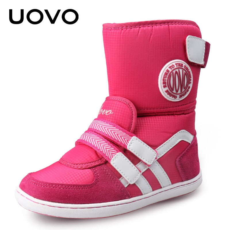 Hot Sale UOVO Brand Kids Shoes Winter Footwear Children Fashion Baby Warm Beatiful Girls Short Boots Size #26-37