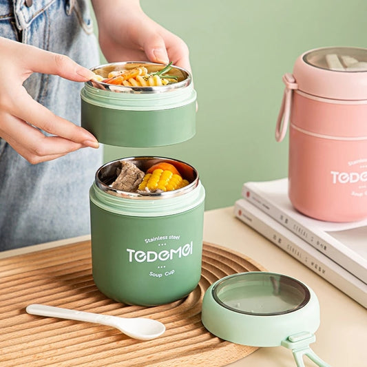 710ML Lunch Box 304 Stainless Steel Insulated Soup Cup With Spoon Food Thermal Jar Insulated Soup Thermos Container for Children