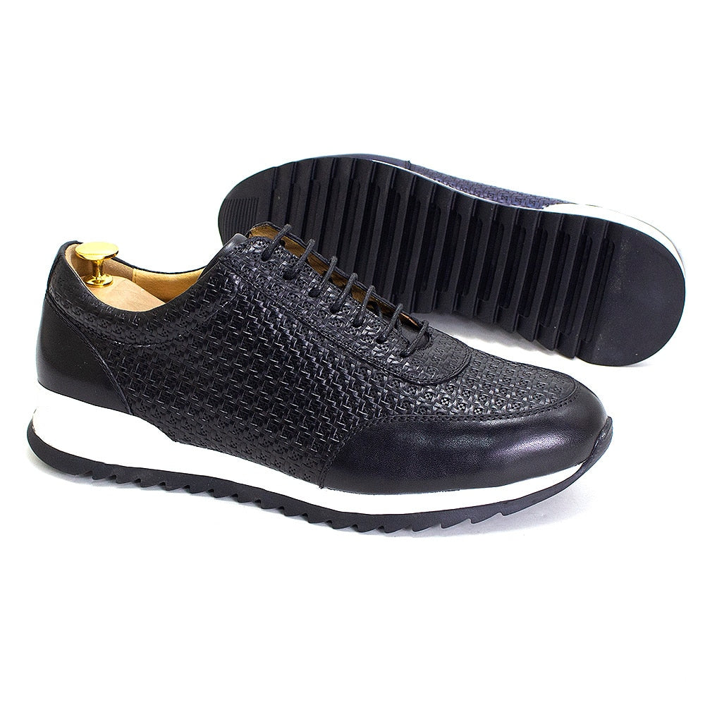 Men&#39;s Sneakers Genuine Leather Lace-Up Oxford Comfortable Classic Breathable Outdoor Trainers Flat Shopping Casual Shoes for Men