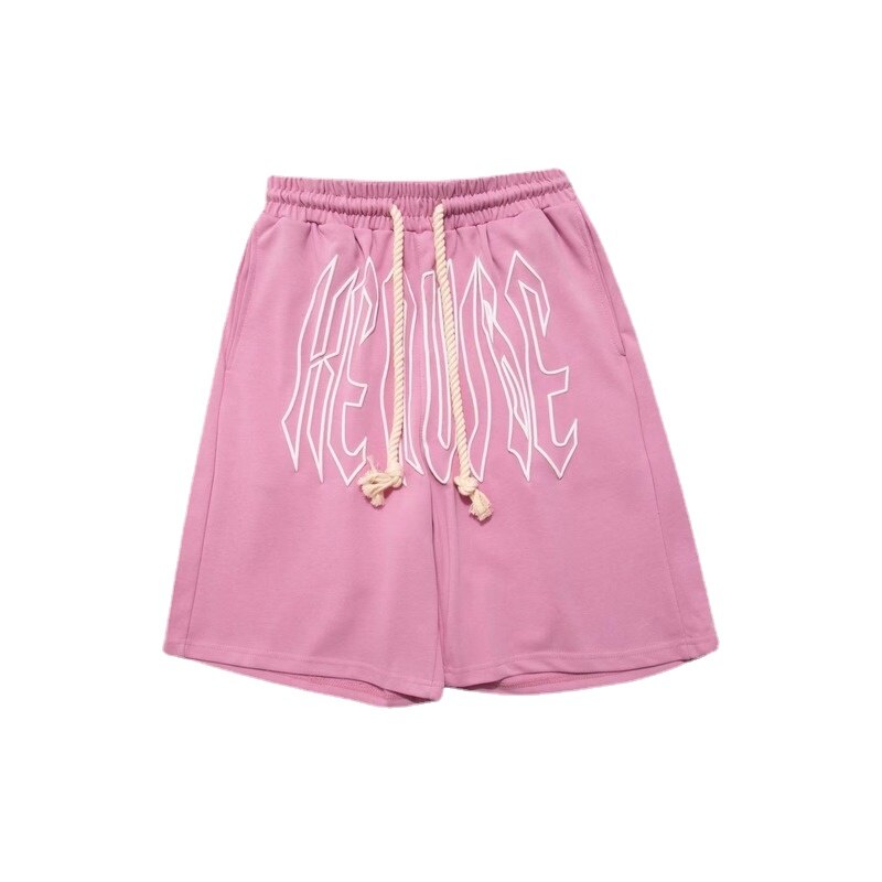 Fashion hip-hop high street alphabet print casual shorts men&#39;s loose summer elastic waist drawstring five-point pants