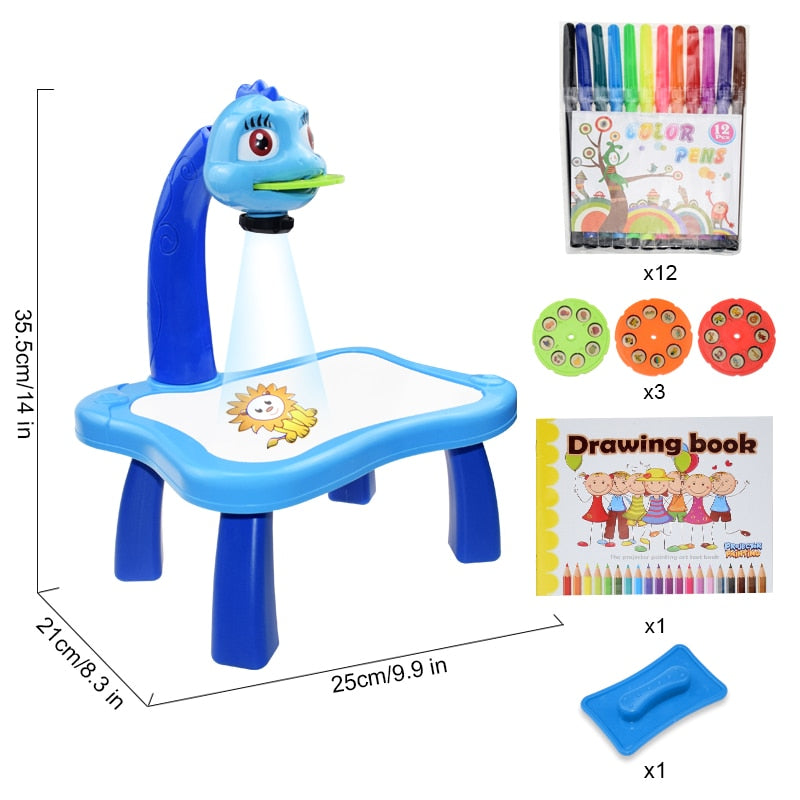 Children Led Projector Art Drawing Table Toys Kids Painting Board Desk Arts Crafts Educational Learning Paint Tools Toy for Girl