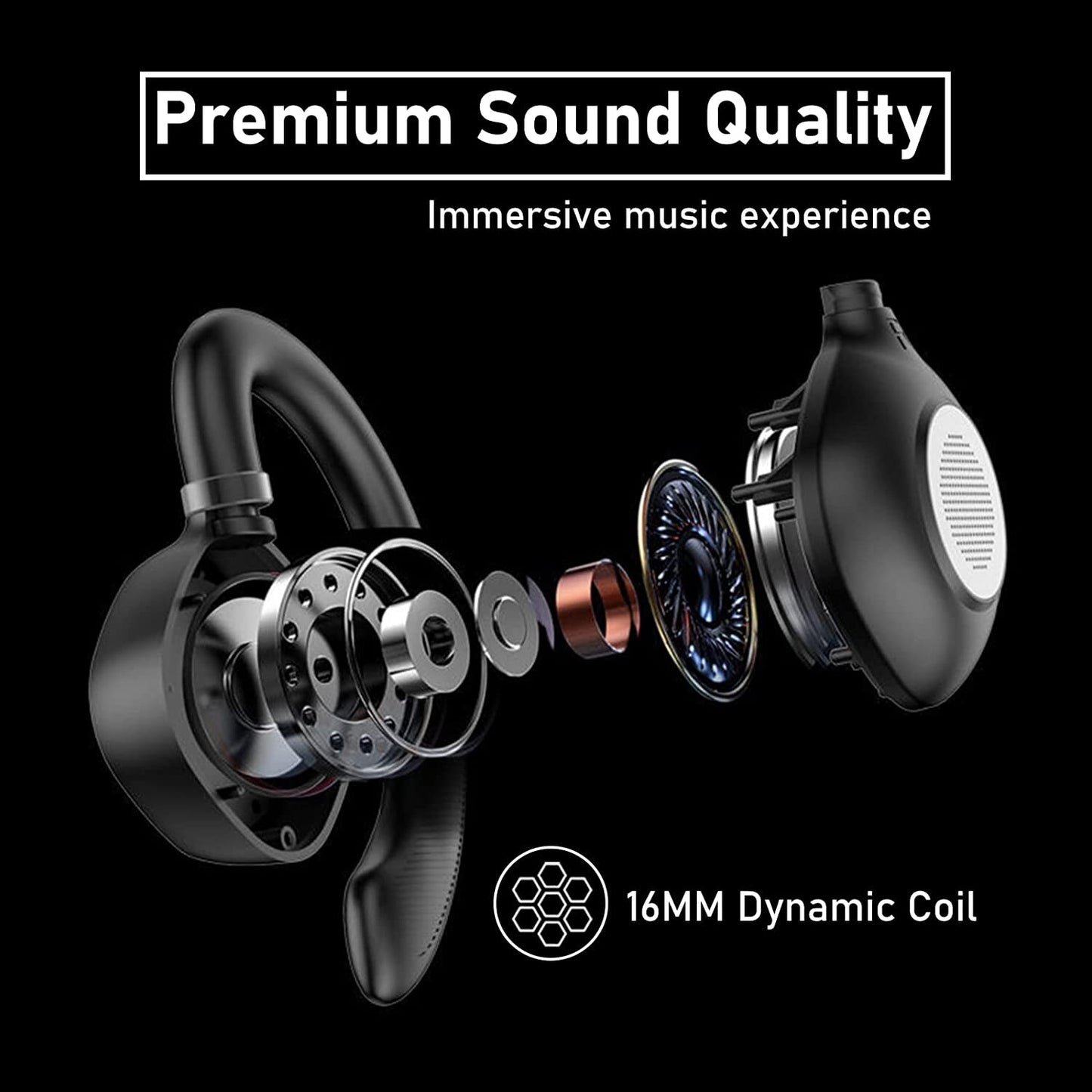 TWS Bluetooth 5.3 Earphones WIth Mic Wireless Headphones HiFi Stereo Ear Hook Earbuds Noise Reduction Sports Waterproof Headsets