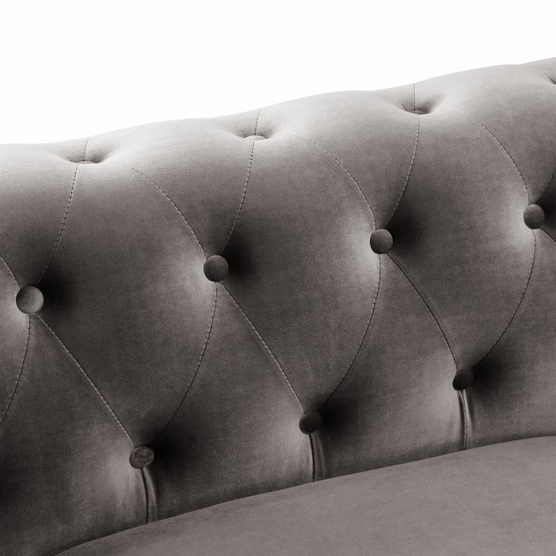 Chesterfield Sofa Set Button Tufted Velvet Upholstered Low Back Loveseat &amp; 3 Seat Sofa Roll Arm Classic,5 Pillows Sectional Sofa