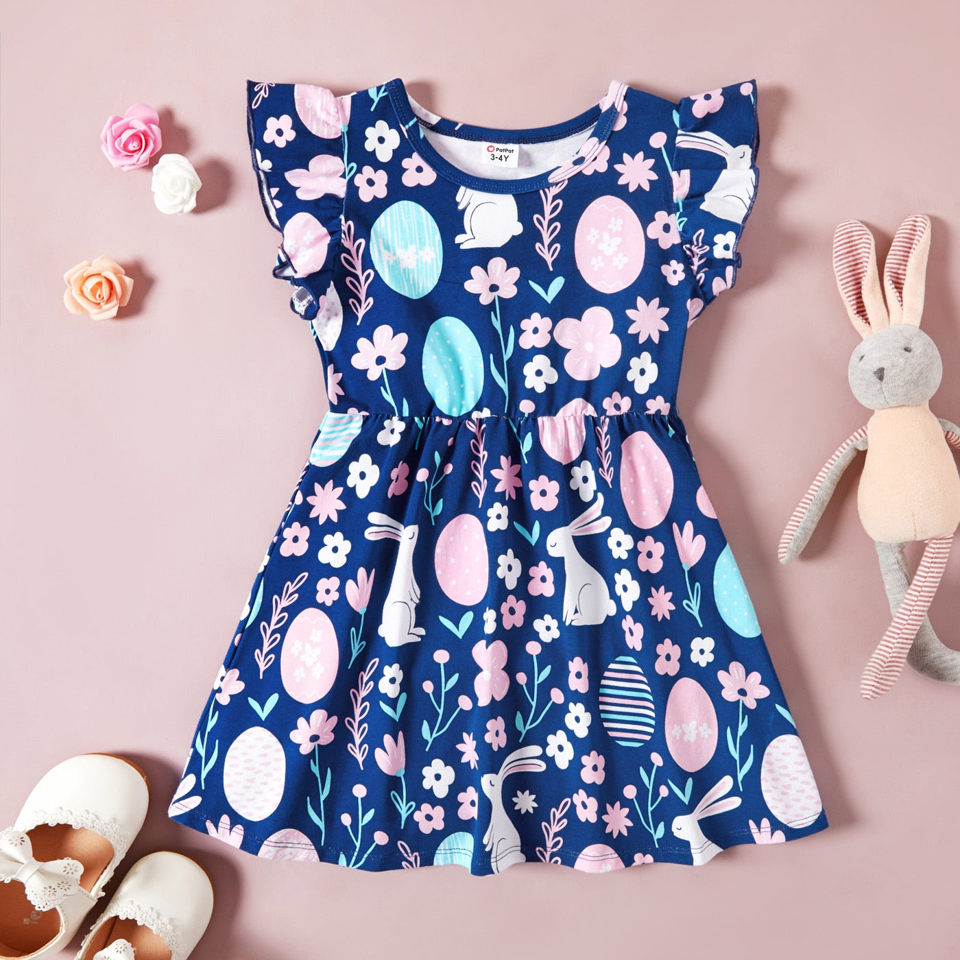 PatPat Spring and Autumn 3-pack Dresses Toddler Girl Dots and Solid Short and Long-sleeve Dress Set Cute Children&#39;s Clothing