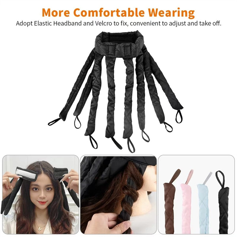 Octopus Heatless Curling Rod Headband Hair Curler No Heat Headband Adjustable Detachable Hair Rollers Headband for Long Hair