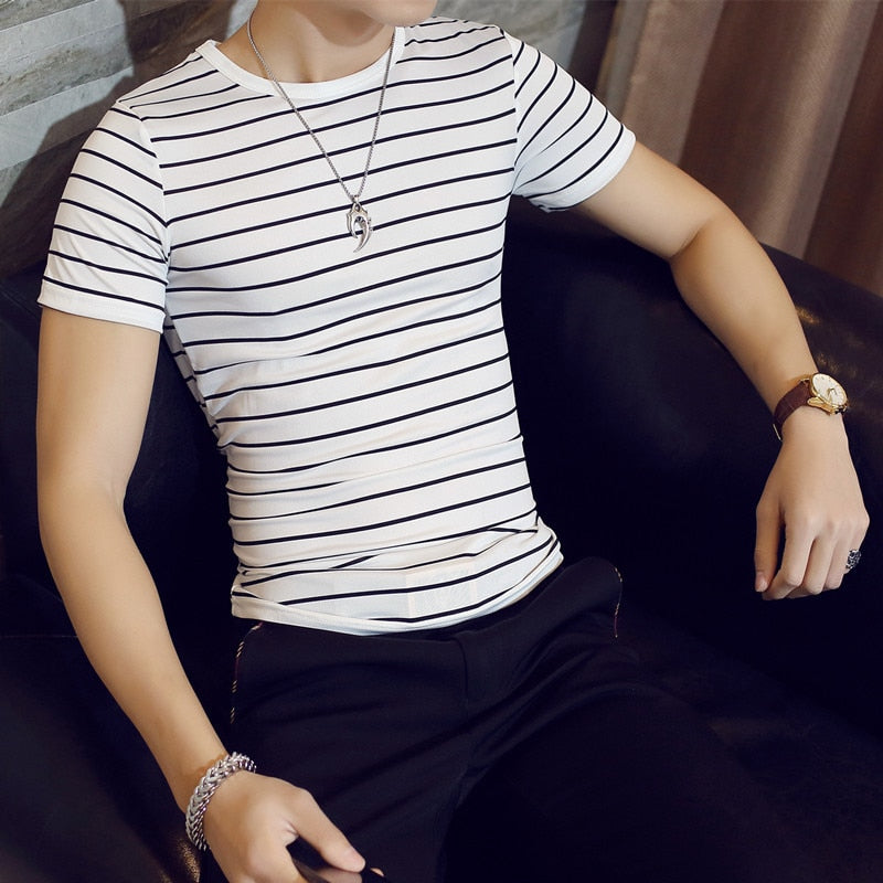 MRMT 2022 Brand New Men&#39;s Short-sleeved T-shirts For Male T-shirt Version Striped Round-collar Men T shirts Man Tops Tees