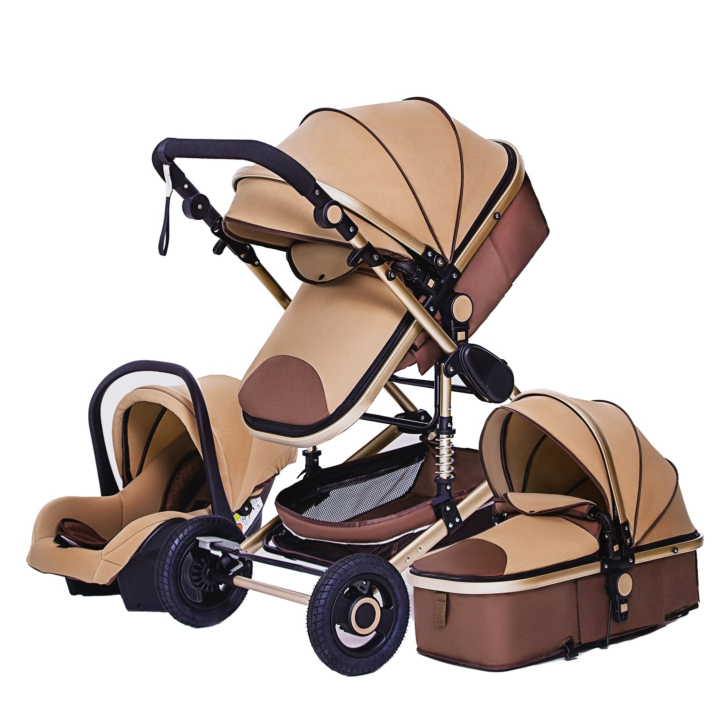 Luxurious Baby Stroller 3 in 1 Portable Travel Baby Carriage Folding Prams Aluminum Frame High Landscape Car for Newborn Baby