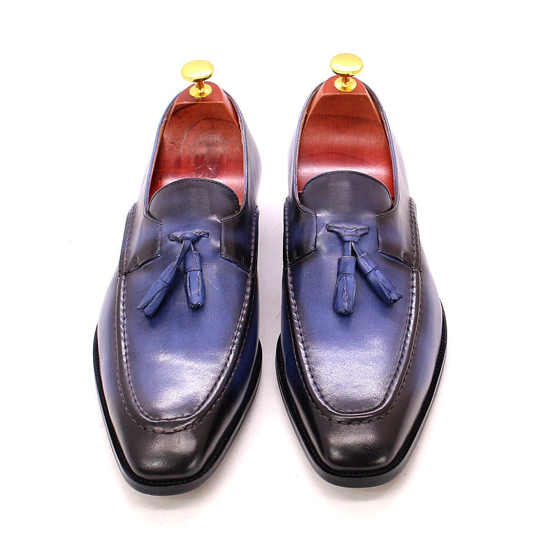 Size 6-13 Mens Tassel Loafers Handmade Genuine Leather Formal Shoes Party Wedding Man Dress Shoes Casual Shoe Male Footwear
