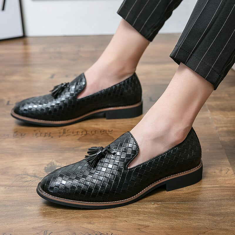 Large Size 38-48 Tassel Plaid Men New Loafers Weaving Comfortable Soft Mens Leisure Leather Shoes 2020 Fashion Sapato Masculino