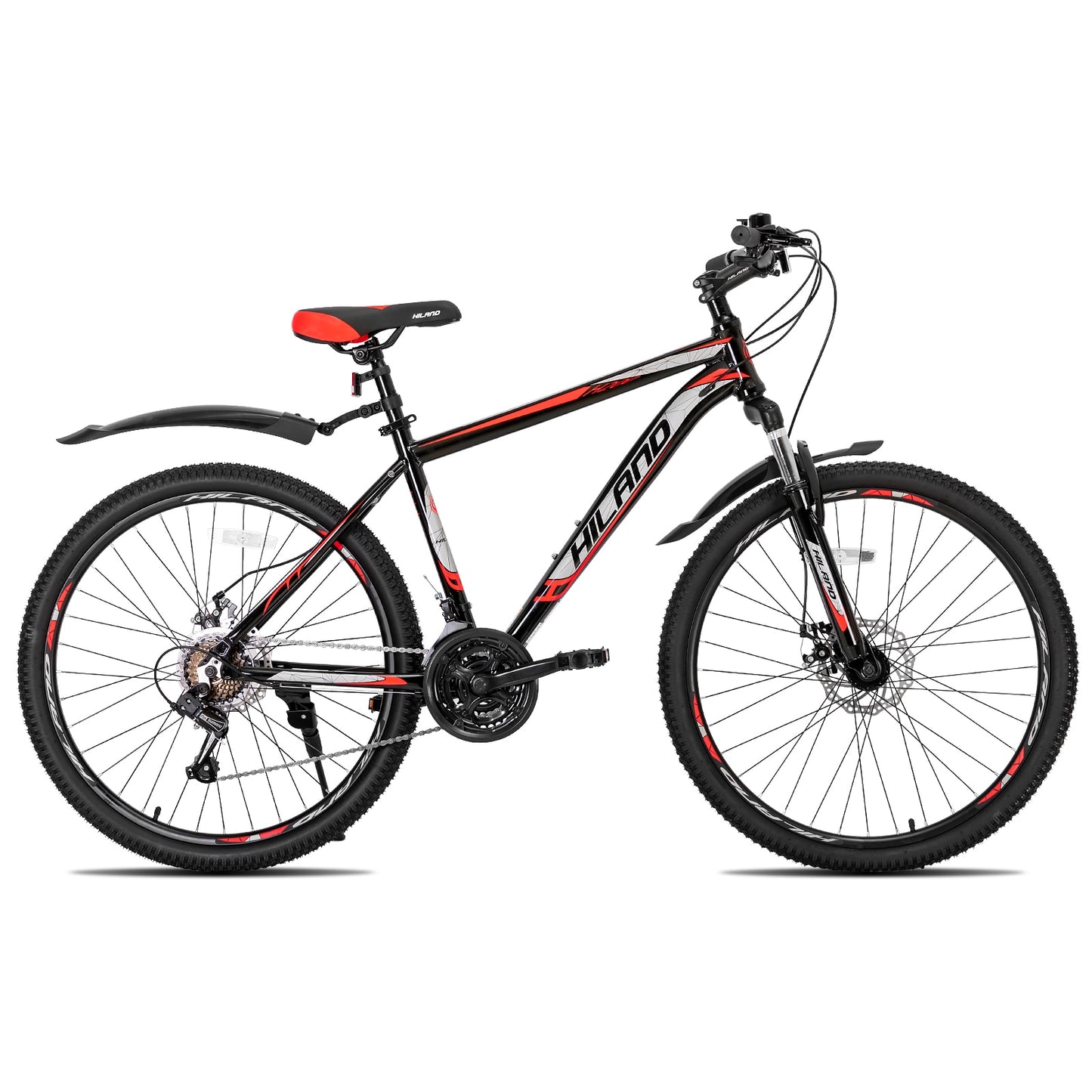 Hiland Mountain Bike 21 Speeds Drivetrain,Aluminum Frame 26 Inch Wheels Disc-Brake Spokes Men Women Men&#39;s MTB Bicycle