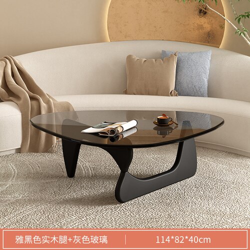Luxury Modern Coffee Table Black Glass Sofa Coffee Table Transparent Minimalist Sofa Design Mesa De Centro De Sala Furniture