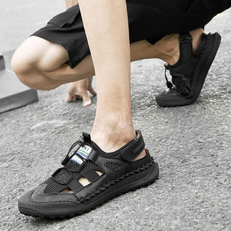 New Mens Sandals 2023 Summer Breathable Mesh Sandals Men Outdoor Casual Lightweight Beach Sandals Fashion Men Shoes Large Size