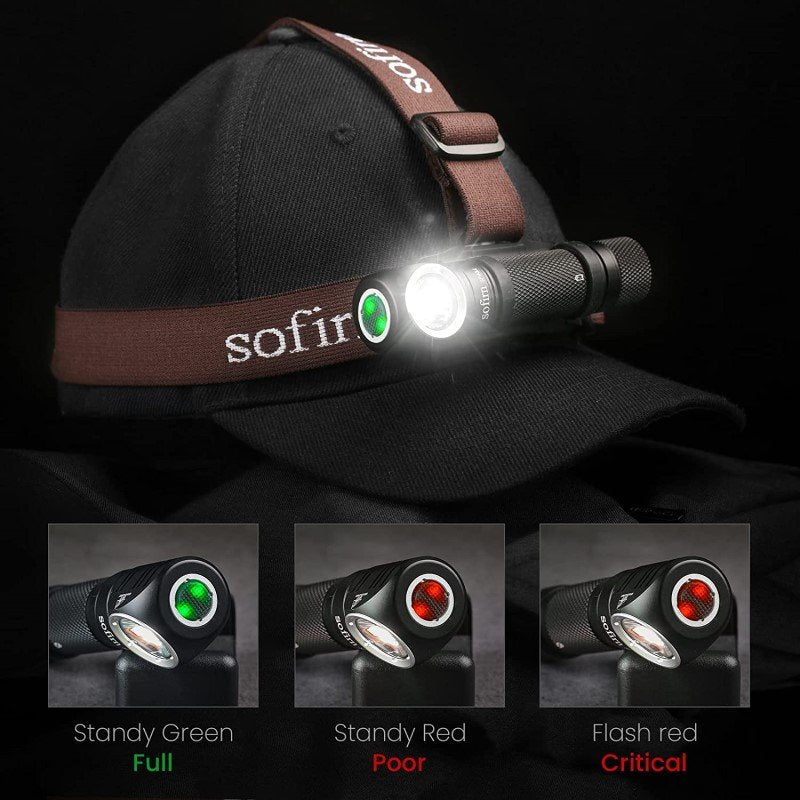 Sofirn SP40 LED Headlamp XPL 1200lm 18650 USB Rechargeable Headlight 18350 Flashlight with Power Indicator Magnet Tail