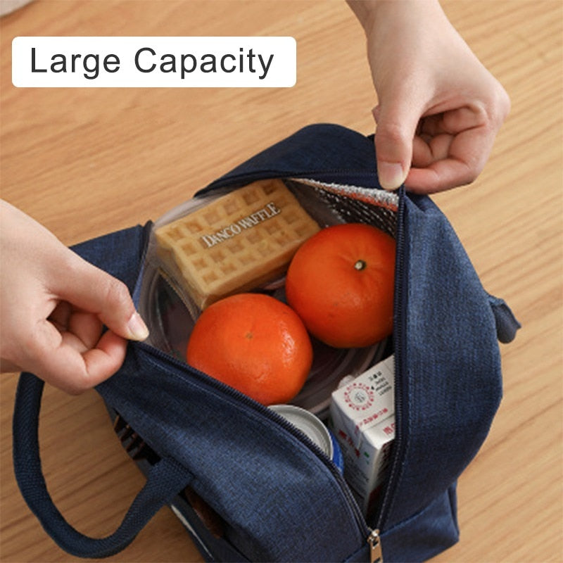 New Portable Lunch Bag Portable Insulated Canvas Lunch Bag Ladies Kids Breakfast Storage Bag Food Cooling Insulation Container
