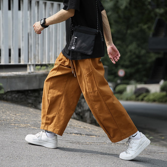Japanese Vintage Brown Cargo Pants Streetwear Joggers Men&#39;s Clothing Baggy Pants Sweatpants Male Casual Wide-leg Pantalettes